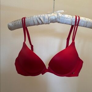 Victoria's Secret Red Plunge Bra with Double Straps